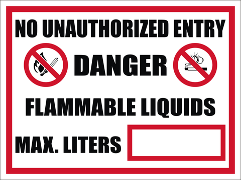 No Unauthorized Entry, Danger Flammable liquids safety sign (FA15)
