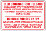 No unauthorised entry safety sign (NR1)