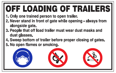 Off Loading of Trailers safety sign (FM3)