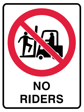 No Riders on Forklifts safety sign (P48)