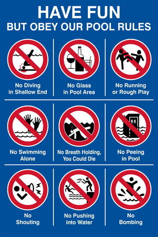 Obey the Rules of the Pool safety sign  (PR015)