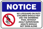 Notice : No Lifeguard on Duty safety sign  (PR023)