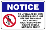 Notice , No Lifeguard on duty safety sign (PR03)