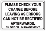 Please check your change safety sign (B5)