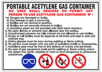 Portable Acetylene Gas Container safety sign (FM4)