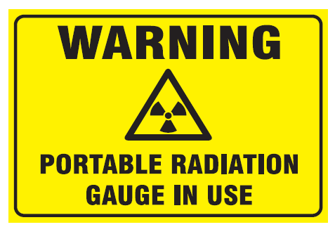 Warning portable radiation gauge in use safety sign (H17)