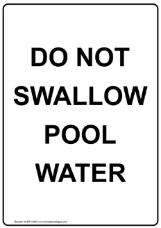 Do not swallow pool water safety sign (PR028)