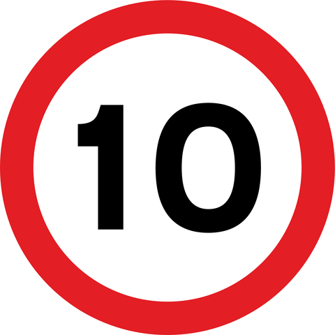 10km Speed Limit road sign (R201) 10