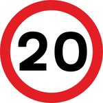 20km Speed Limit road sign (R201) 20