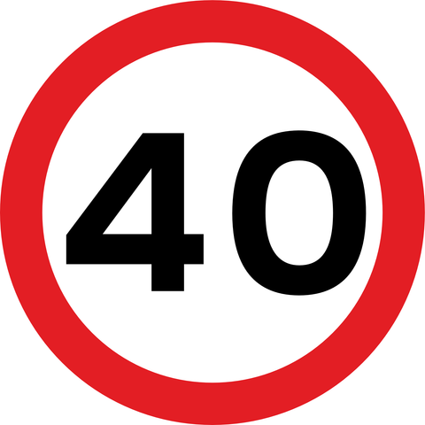 40km Speed Limit road sign (R201) 40