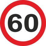60km Speed Limit road sign (R201) 60
