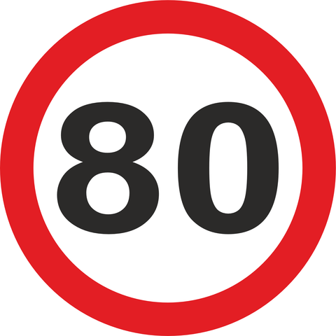 80km Speed Limit road sign (R201) 80