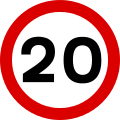 Speed limit 20 safety sign (SL20)