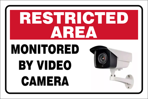 Restricted area monitored by video camera safety sign (RAM03)