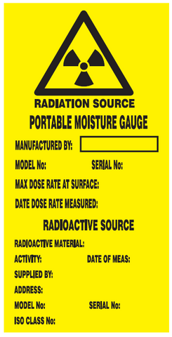 Radiation source portable moisture guage safety sign (H14)