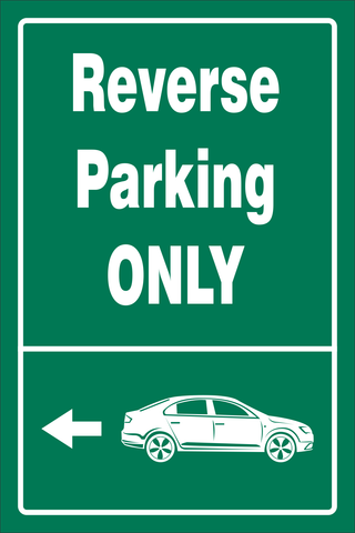 Reverse parking only and pic safety sign (RV5)