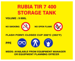 Rubia tir 7 400 storage tank safety sticker (MI33)