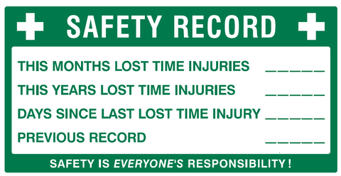 Safety record and injuries board safety sign (SAF045)