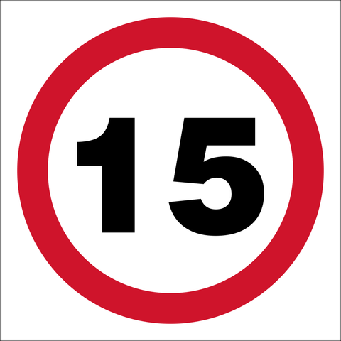 Speed limit 15 safety sign (SL15)