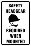 Safety headgear required when mounted safety sign (RID02)