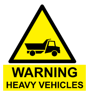 Warning Heavy Vehicles safety sign (HW67)