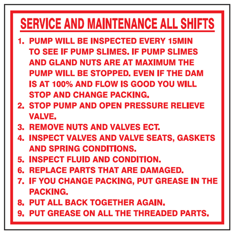 Service and maintenance all shifts safety sign  (MI20)