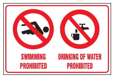 Swimming prohibited and Drinking of water prohibited safety sign  (MI12)