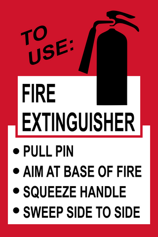 Instruction on how to use a fire extinguisher safety sign (FI44)