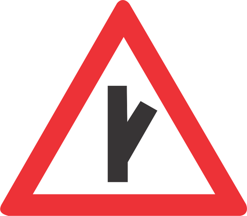 Sharp Junction (half-right) road sign (W113)