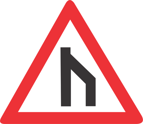 End of dual roadway (straight on) road sign (W117)