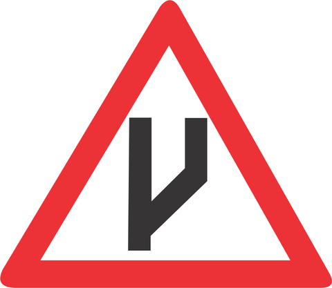 Beginning of dual roadway (straight on) road sign (W118)