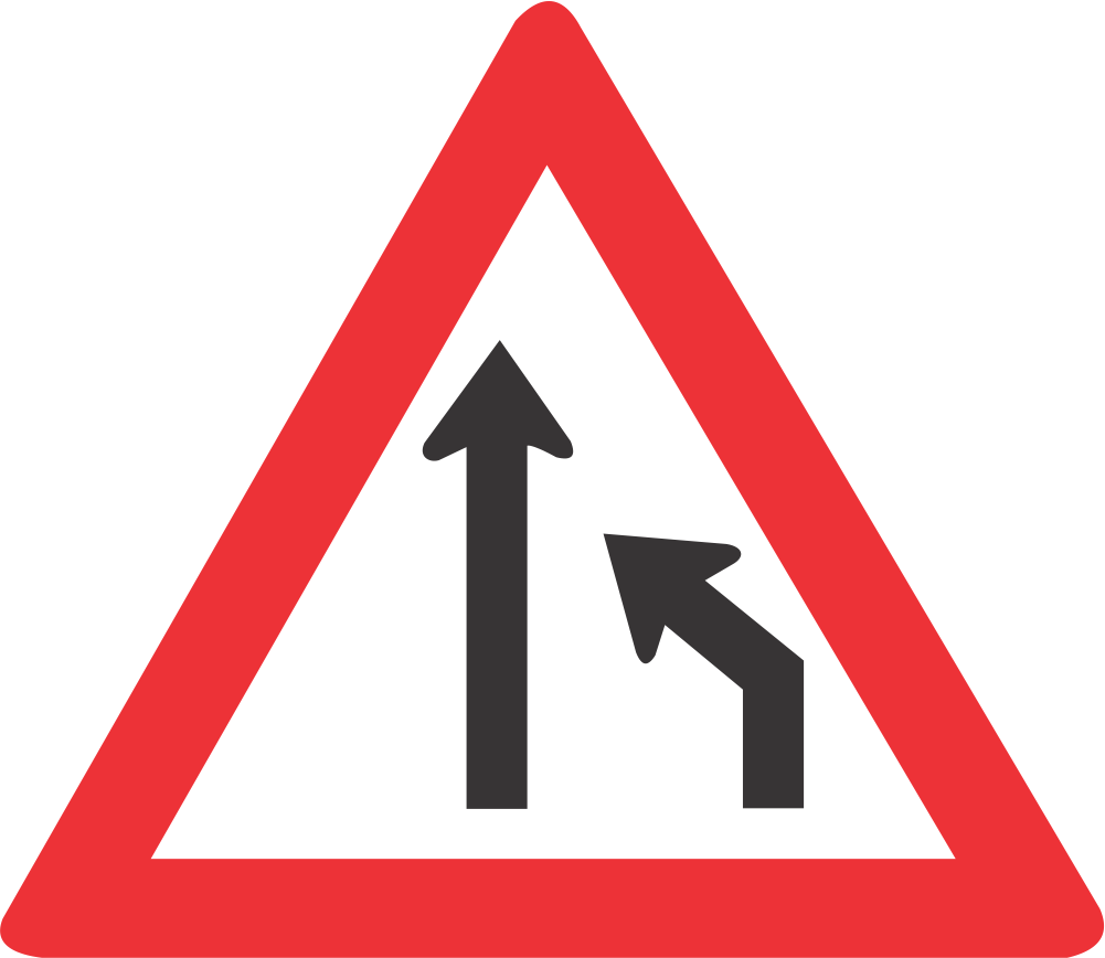 Right lane ends road sign (W214) | Safety Sign Online