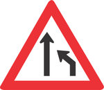 Right lane ends road sign (W214)