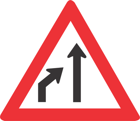 Left lane ends road sign (W215)