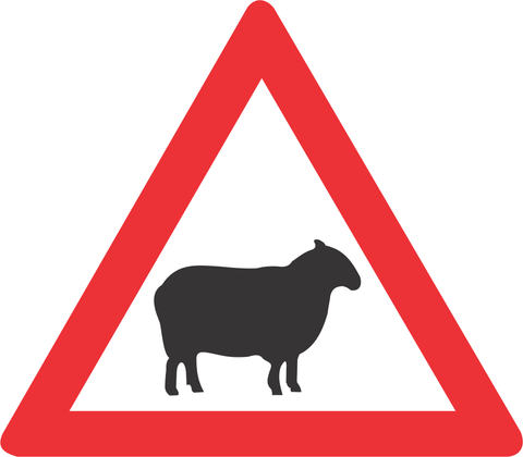 Domestic animals (sheep) road sign (W312)