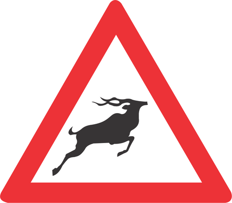 Wild animals ahead road sign (W313)
