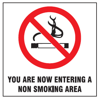You are now entering a non smoking area. safety sign  (NS4)