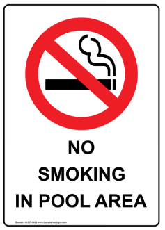 No Smoking in Pool area safety sign  (PR013)