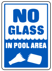 No glass in pool  area safety sign  (PR018)