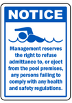 Notice : swimming pool health and safety sign (PR019)