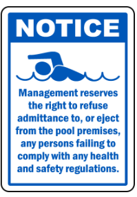 Notice : swimming pool health and safety sign (PR019)
